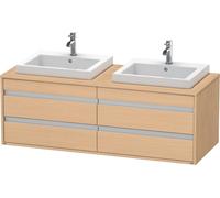 Duravit Ketho Meuble sous-vasque sur console suspendu, 1400x496x550 mm, 4 tiroirs, pour 2 lavabos à encastrer, des deux côtés, KT6757B3030, KT6757B3030, Colorazione: Rovere naturale decorativo