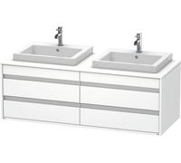 Duravit Ketho Meuble sous-vasque sur console suspendu, 1400x496x550 mm, 4 tiroirs, pour 2 lavabos à encastrer, des deux côtés, KT6757B1818, KT6757B1818, Colorazione: Bianco opaco Decor bianco opaco