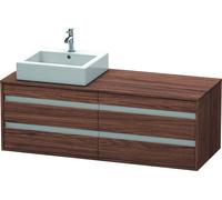 Duravit Ketho Meuble sous-vasque sur console suspendu, 1400x496x550 mm, 4 tiroirs, pour 2 vasques à poser, position à gauche, KT6657L2121, KT6657L2121, Colorazione: Decoro noce scuro