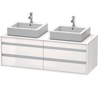 Duravit Ketho Meuble sous-vasque sur console suspendu, 1400x496x550 mm, 4 tiroirs, pour 2 vasques à poser, des deux côtés, KT6657B2222, KT6657B2222, Colorazione: Decoro bianco lucido