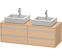 Duravit Ketho Meuble sous-vasque sur console suspendu, 1400x496x550 mm, 4 tiroirs, pour 2 vasques à poser, des deux côtés, KT6657B3030, KT6657B3030, Colorazione: Rovere naturale decorativo