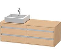 Duravit Ketho Meuble sous-vasque sur console suspendu, 1400x496x550 mm, 4 tiroirs, pour 2 vasques à poser, position à gauche, KT6657L3030, KT6657L3030, Colorazione: Rovere naturale decorativo