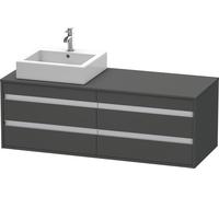 Duravit Ketho Meuble sous-vasque sur console suspendu, 1400x496x550 mm, 4 tiroirs, pour 2 vasques à poser, position à gauche, KT6657L4949, KT6657L4949, Colorazione: Grafite opaco Decor