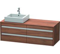 Duravit Ketho Meuble sous-vasque sur console suspendu, 1400x496x550 mm, 4 tiroirs, pour 2 vasques à poser, position à gauche, KT6657L7979, KT6657L7979, Colorazione: Decorazione naturale in noce