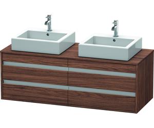 Duravit Ketho Meuble sous-vasque sur console suspendu, 1400x496x550 mm, 4 tiroirs, pour 2 vasques à poser, des deux côtés, KT6657B2121, KT6657B2121, Colorazione: Decoro noce scuro
