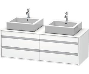 Duravit Ketho Meuble sous-vasque sur console suspendu, 1400x496x550 mm, 4 tiroirs, pour 2 vasques à poser, des deux côtés, KT6657B1818, KT6657B1818, Colorazione: Bianco opaco Decor bianco opaco