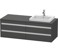 Duravit Ketho Meuble sous-vasque sur console suspendu, 1400x496x550 mm, 4 tiroirs, pour lavabo à encastrer, position à droite, KT6757R4949, KT6757R4949, Colorazione: Grafite opaco Decor