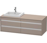 Duravit Ketho Meuble sous-vasque sur console suspendu, 1400x496x550 mm, 4 tiroirs, pour lavabo à encastrer, position à gauche, KT6757L4343, KT6757L4343, Colorazione: Basalto opaco decoro opaco