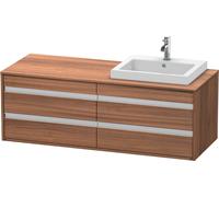 Duravit Ketho Meuble sous-vasque sur console suspendu, 1400x496x550 mm, 4 tiroirs, pour lavabo à encastrer, position à droite, KT6757R7979, KT6757R7979, Colorazione: Decorazione naturale in noce