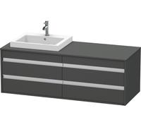 Duravit Ketho Meuble sous-vasque sur console suspendu, 1400x496x550 mm, 4 tiroirs, pour lavabo à encastrer, position à gauche, KT6757L4949, KT6757L4949, Colorazione: Grafite opaco Decor