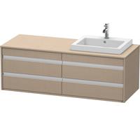 Duravit Ketho Meuble sous-vasque sur console suspendu, 1400x496x550 mm, 4 tiroirs, pour lavabo à encastrer, position à droite, KT6757R7575, KT6757R7575, Colorazione: Arredamento in lino