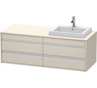 Duravit Ketho Meuble sous-vasque sur console suspendu, 1400x496x550 mm, 4 tiroirs, pour lavabo à encastrer, position à droite, KT6757R9191, KT6757R9191, Colorazione: Decoro taupe opaco