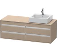 Duravit Ketho Meuble sous-vasque sur console suspendu, 1400x496x550 mm, 4 tiroirs, pour vasque à poser, position à droite, KT6657R7575, KT6657R7575, Colorazione: Arredamento in lino