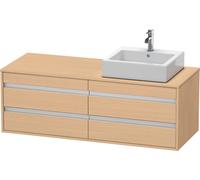 Duravit Ketho Meuble sous-vasque sur console suspendu, 1400x496x550 mm, 4 tiroirs, pour vasque à poser, position à droite, KT6657R3030, KT6657R3030, Colorazione: Rovere naturale decorativo