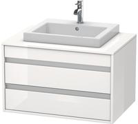 Duravit Ketho Meuble sous-vasque sur console suspendu, 800x496x550 mm, 2 tiroirs, pour lavabo à encastrer au centre, KT675402222, KT675402222, Colorazione: Decoro bianco lucido