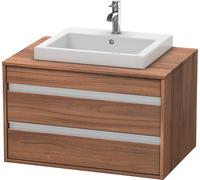Duravit Ketho Meuble sous-vasque sur console suspendu, 800x496x550 mm, 2 tiroirs, pour lavabo à encastrer au centre, KT675407979, KT675407979, Colorazione: Decorazione naturale in noce