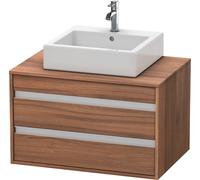 Duravit Ketho Meuble sous-vasque sur console suspendu, 800x496x550 mm, 2 tiroirs, pour vasque à poser au centre, KT665407979, KT665407979, Colorazione: Decorazione naturale in noce