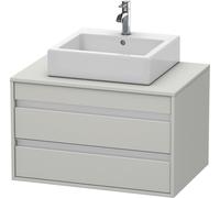 Duravit Ketho Meuble sous-vasque sur console suspendu, 800x496x550 mm, 2 tiroirs, pour vasque à poser au centre, KT665400707, KT665400707, Colorazione: Decoro grigio cemento opaco
