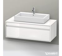 Duravit Ketho Vanity mobile da parete 6696, 1 estraibile, 1200mm, per 1 lavabo da appoggio, centrico, Colore (anteriore/corpo): Decoro bianco lucido