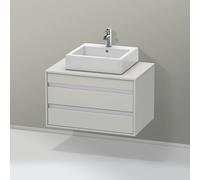Duravit Ketho Meuble sous-vasque sur console suspendu, 800x496x550 mm, 2 tiroirs, pour vasque à poser au centre, KT665400707, KT665400707, Colorazione: Decoro grigio cemento opaco