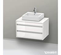 Mobile contenitore a parete Duravit Ketho Vanity 6654, 2 cassetti, 800mm, per lavabo da appoggio, centrico, Colorazione: Decoro bianco lucido