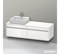 Duravit Ketho Meuble sous-lavabo sur console suspendu, 1400x426x550 mm, 2 tiroirs, pour vasque à poser, position à gauche, KT6697L2222, KT6697L2222, Colorazione: Decoro bianco lucido