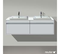 Duravit Ketho Meuble sous-lavabo sur console suspendu, 1400x426x550 mm, 2 tiroirs, pour 2 lavabos à encastrer, des deux côtés, KT6797B1818, KT6797B1818, Colorazione: Bianco opaco Decor bianco opaco