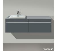 Duravit Ketho Meuble sous-lavabo sur console suspendu, 1400x426x550 mm, 2 tiroirs, pour lavabo à encastrer, position à gauche, KT6797L4949, KT6797L4949, Colorazione: Grafite opaco Decor