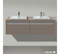Duravit Ketho Meuble sous-lavabo sur console suspendu, 1400x426x550 mm, 2 tiroirs, pour 2 lavabos à encastrer, des deux côtés, KT6797B4343, KT6797B4343, Colorazione: Basalto opaco decoro opaco