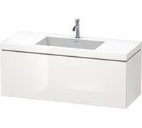 Duravit L-Cube c-bonded Ensemble suspendu, 1 tiroir, sans trop-plein, 1 trou pour robinet, 1200x500x480mm, LC6919O8585, LC6919O8585, Colorazione: Laccato lucido bianco