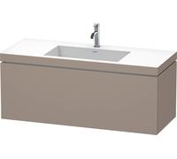 Lavabo per mobili Duravit L-Cube con base, sospeso, 120x48 cm, 1 estraibile, senza troppopieno, 1 foro per rubinetto, Colorazione: Basalto opaco decoro opaco