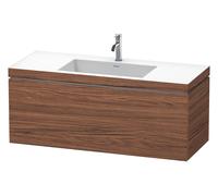 Duravit L-Cube c-bonded Ensemble suspendu, 1 tiroir, sans trop-plein, 1 trou pour robinet, 1200x500x480mm, LC6919O2121, LC6919O2121, Colorazione: Decorazione in noce scuro