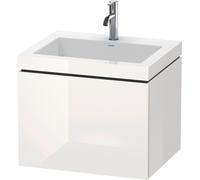Duravit L-Cube c-bonded Ensemble suspendu, 1 tiroir, sans trop-plein, 1 trou pour robinet, 600x500x480mm, LC6916O8585, LC6916O8585, Colorazione: Laccato lucido bianco