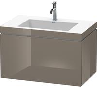 Duravit L-Cube c-bonded Ensemble suspendu, 1 tiroir, sans trop-plein, 1 trou pour robinet, 800x500x480mm, LC6917O8989, LC6917O8989, Colorazione: Flanella Laccato lucido grigio flanella