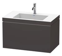 Duravit L-Cube c-bonded Ensemble suspendu, 1 tiroir, sans trop-plein, 1 trou pour robinet, 800x500x480mm, LC6917O8080, LC6917O8080, Colorazione: Decoro grafite super opaco