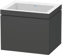 Lavabo per mobili Duravit L-Cube con base, sospeso, 60x48 cm, 1 cassetto, senza troppopieno, senza foro per rubinetto, Colorazione: Grafite opaco Decor