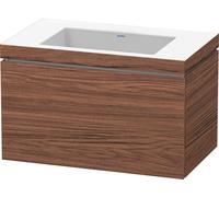 Duravit L-Cube c-bonded Ensemble suspendu, 1 tiroir, sans trop-plein, sans trou pour robinetterie, 800x500x480mm, LC6917N2121, LC6917N2121, Colorazione: Decorazione in noce scuro