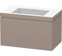 Lavabo per mobili Duravit L-Cube con base, sospeso, 80x48 cm, 1 cassetto, senza troppopieno, senza foro per rubinetto, Colorazione: Basalto opaco decoro opaco