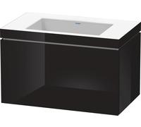 Duravit L-Cube c-bonded Ensemble suspendu, 1 tiroir, sans trop-plein, sans trou pour robinetterie, 800x500x480mm, LC6917N4040, LC6917N4040, Colorazione: Laccato nero lucido