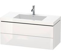 Lavabo Duravit L-Cube Furniture con base a c-bonded con attacco a parete, 100x48 cm, 2 cassetti, senza sfioratore, 1 foro per rubinetto, Colorazione: Laccato lucido bianco