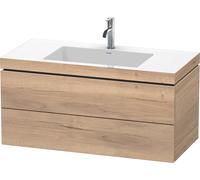 Duravit L-Cube c-bonded Ensemble suspendu, 2 tiroirs, sans trop-plein, 1 trou pour robinet, 1000x500x480mm, LC6928O5555, LC6928O5555, Colorazione: Rovere marmorizzato Decorazione