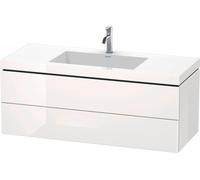 Duravit L-Cube c-bonded Ensemble suspendu, 2 tiroirs, sans trop-plein, 1 trou pour robinet, 1200x500x480mm, LC6929O2222, LC6929O2222, Colorazione: Decoro bianco lucido
