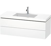 Duravit L-Cube c-bonded Ensemble suspendu, 2 tiroirs, sans trop-plein, 1 trou pour robinet, 1200x500x480mm, LC6929O1818, LC6929O1818, Colorazione: Bianco opaco Decor bianco opaco