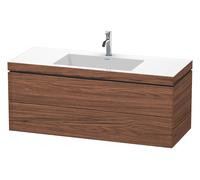 Duravit L-Cube c-bonded Ensemble suspendu, 2 tiroirs, sans trop-plein, 1 trou pour robinet, 1200x500x480mm, LC6929O2121, LC6929O2121, Colorazione: Decorazione in noce scuro