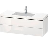 Duravit L-Cube c-bonded Ensemble suspendu, 2 tiroirs, sans trop-plein, 1 trou pour robinet, 1200x500x480mm, LC6929O8585, LC6929O8585, Colorazione: Laccato lucido bianco