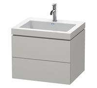 Duravit L-Cube c-bonded Ensemble suspendu, 2 tiroirs, sans trop-plein, 1 trou pour robinet, 600x500x480mm, LC6926O0707, LC6926O0707, Colorazione: Decoro grigio cemento opaco