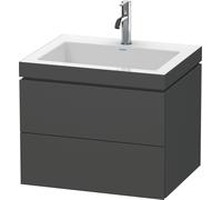 Duravit L-Cube c-bonded Ensemble suspendu, 2 tiroirs, sans trop-plein, 1 trou pour robinet, 600x500x480mm, LC6926O4949, LC6926O4949, Colorazione: Grafite opaco Decor
