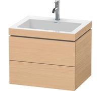 Duravit L-Cube c-bonded Ensemble suspendu, 2 tiroirs, sans trop-plein, 1 trou pour robinet, 600x500x480mm, LC6926O3030, LC6926O3030, Colorazione: Rovere naturale decorativo