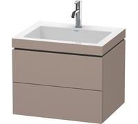 Lavabo per mobili Duravit L-Cube con base, sospeso, 60x48 cm, 2 cassetti, senza sfioratore, 1 foro per rubinetto, Colorazione: Basalto opaco decoro opaco