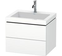 Lavabo per mobili Duravit L-Cube con base, sospeso, 60x48 cm, 2 cassetti, senza sfioratore, 1 foro per rubinetto, Colorazione: Bianco opaco Decor bianco opaco